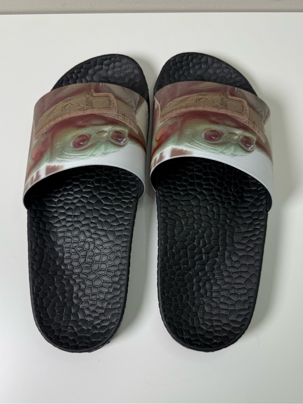 Star Wars | The Mandalorian Grogu "Baby Yoda" Slide Sandals | Black | Size 8 - Picture 2 of 4
